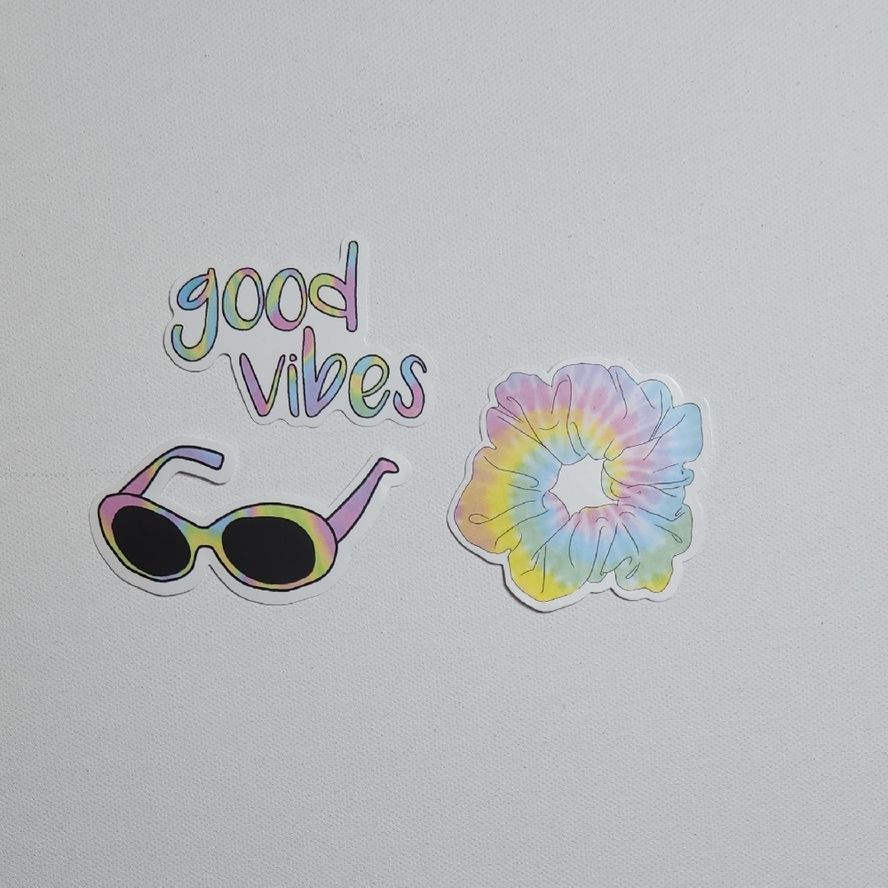 Colorful Sticker Set with Sunglasses and Scrunchie